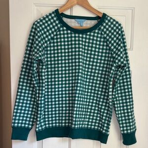 Green and White Checkered Sweatshirt
